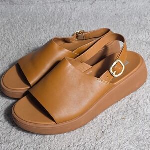 Fitflop F Mode Tan Leather Flatform Platform Sandals Women EU 42 US 10